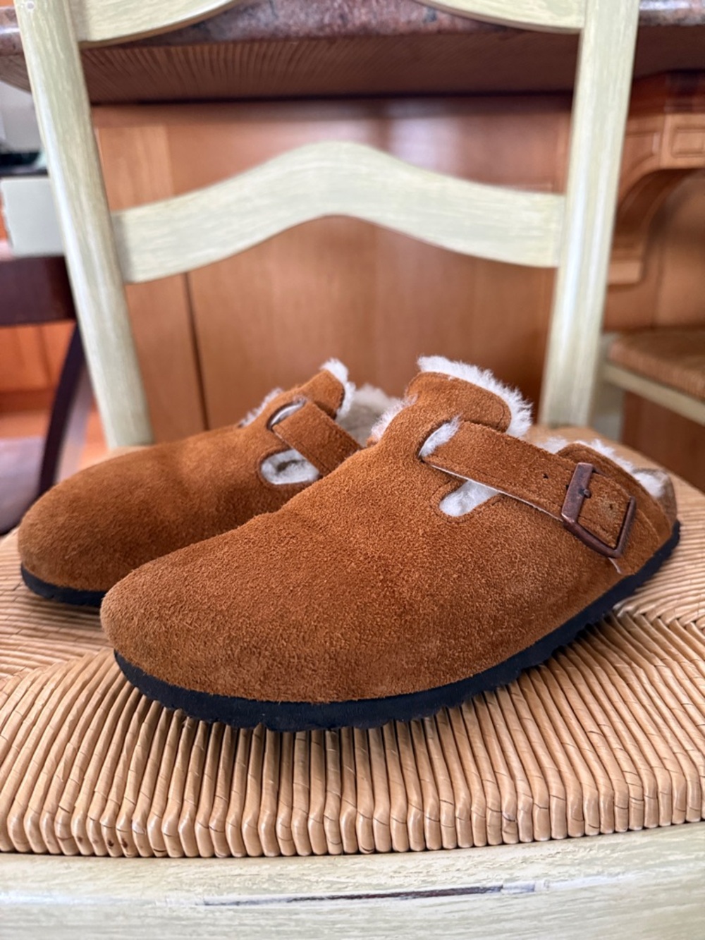 Birkenstock Boston Shearling-Lined Clog - size 39 - Mink Suede